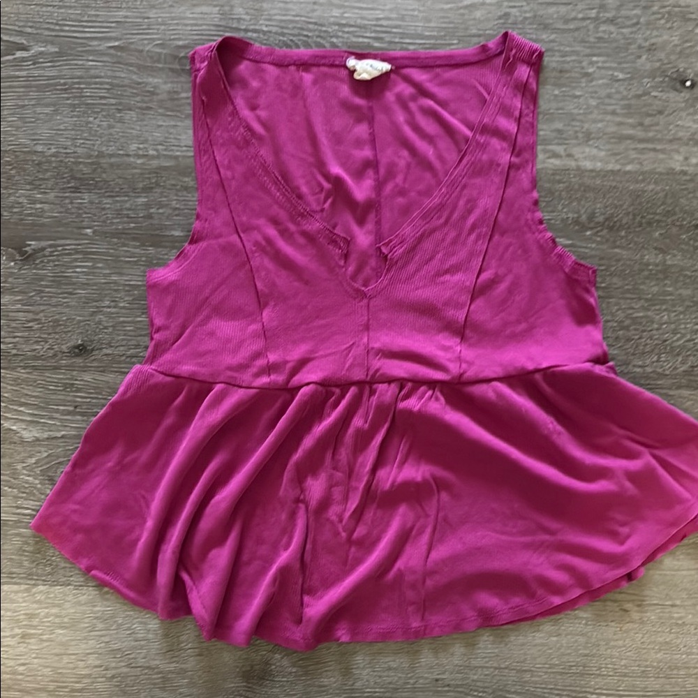 Pink Sleeveless Peplum Top